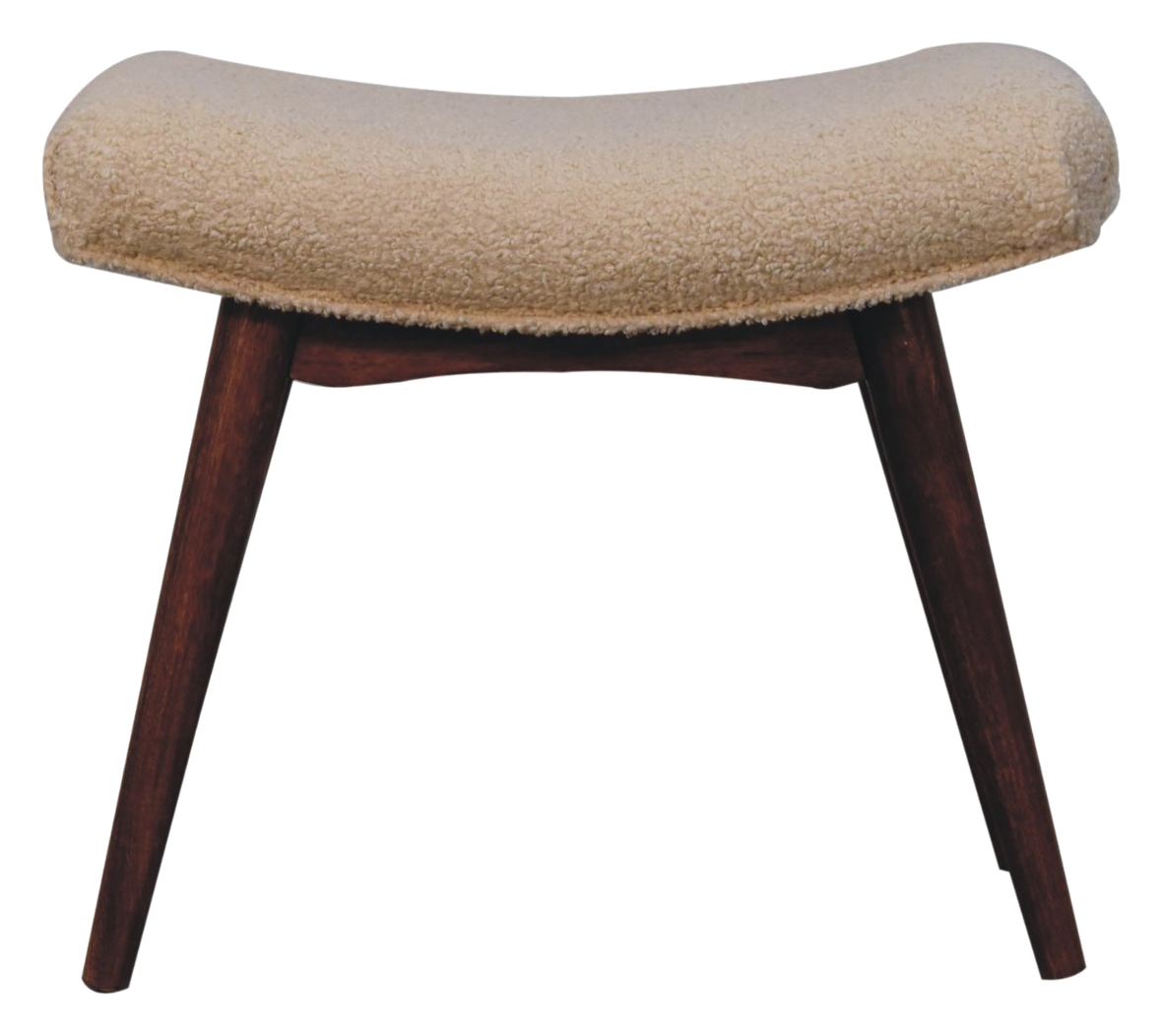 Honey caramel curved bench with cream upholstery