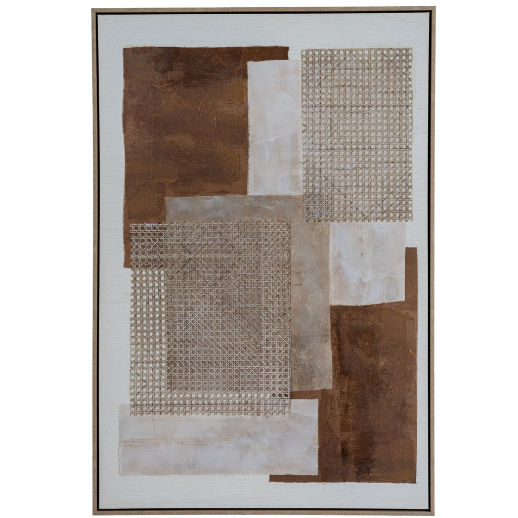 Sedora hand painted framed canvas for warm neutral interiors