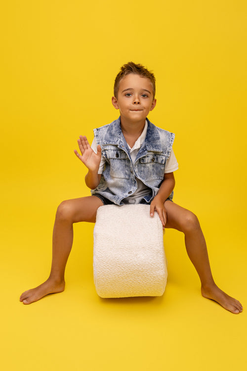 Eversby Edit — Bean Shape Foam Play Module — White Bouclé