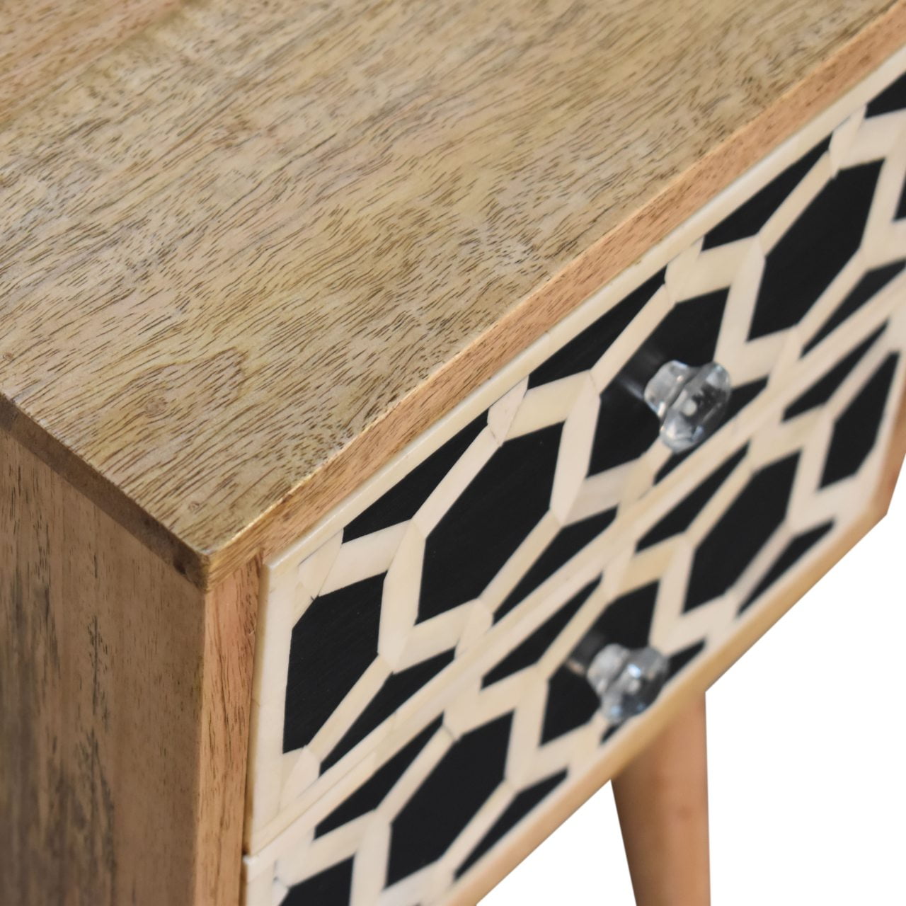 Mini Bone Inlay Two-Drawer Bedside Table product view 5 by Eversby Home