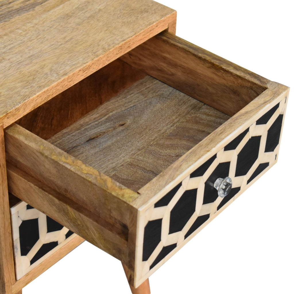 Mini Bone Inlay Two-Drawer Bedside Table product view 6 by Eversby Home