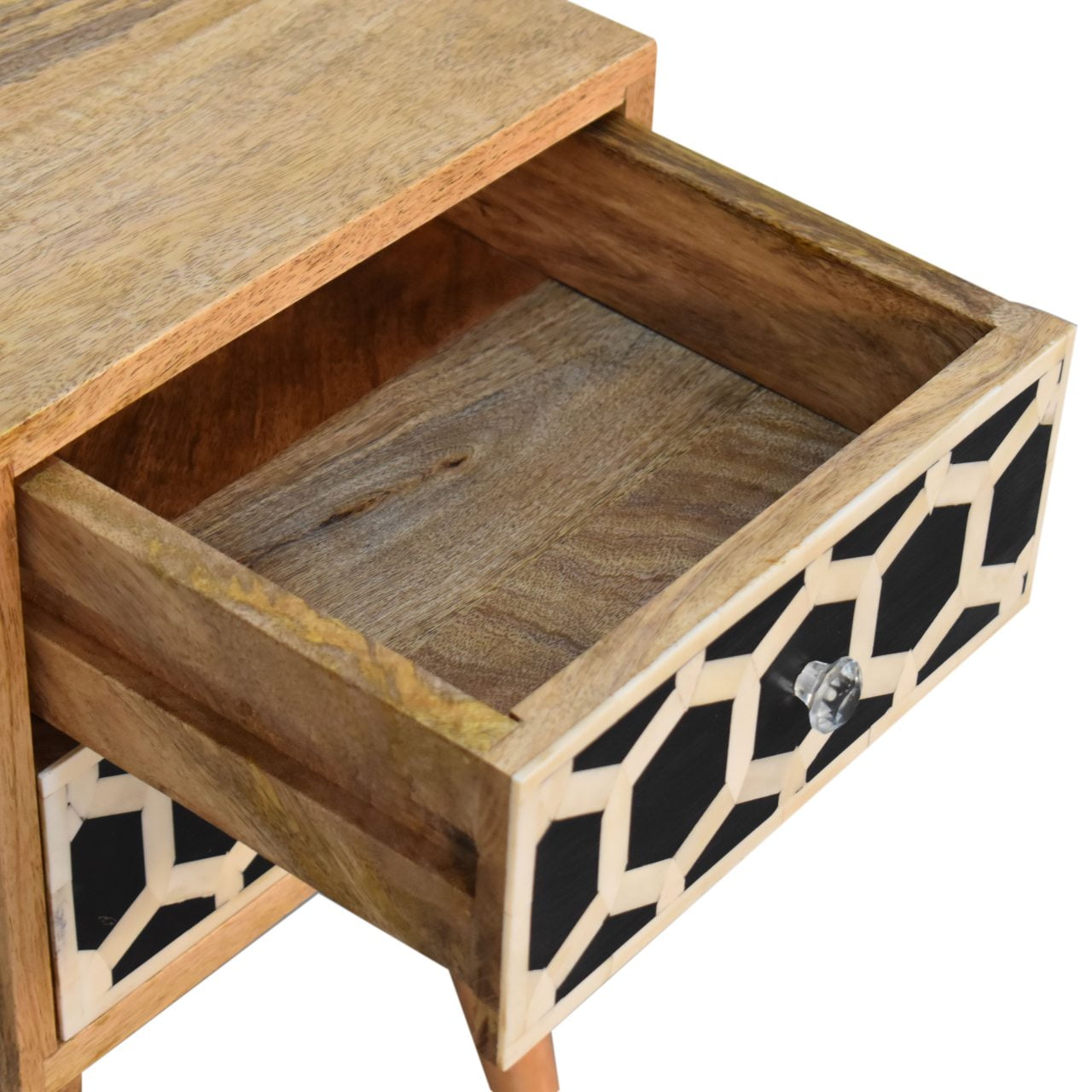 Mini Bone Inlay Two-Drawer Bedside Table product view 6 by Eversby Home
