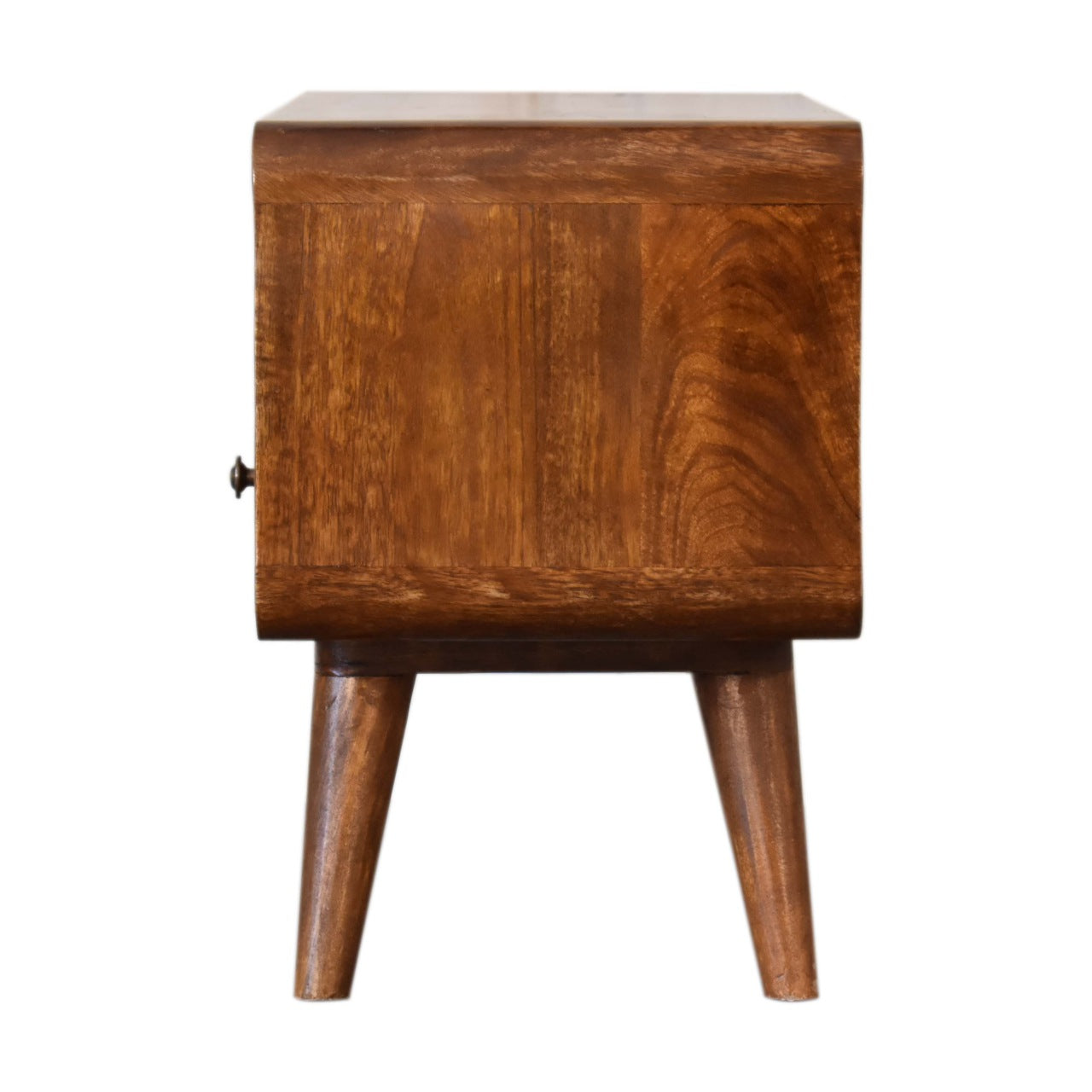 Mini Chestnut Curved Two-Drawer Media Unit product view 8 by Eversby Home
