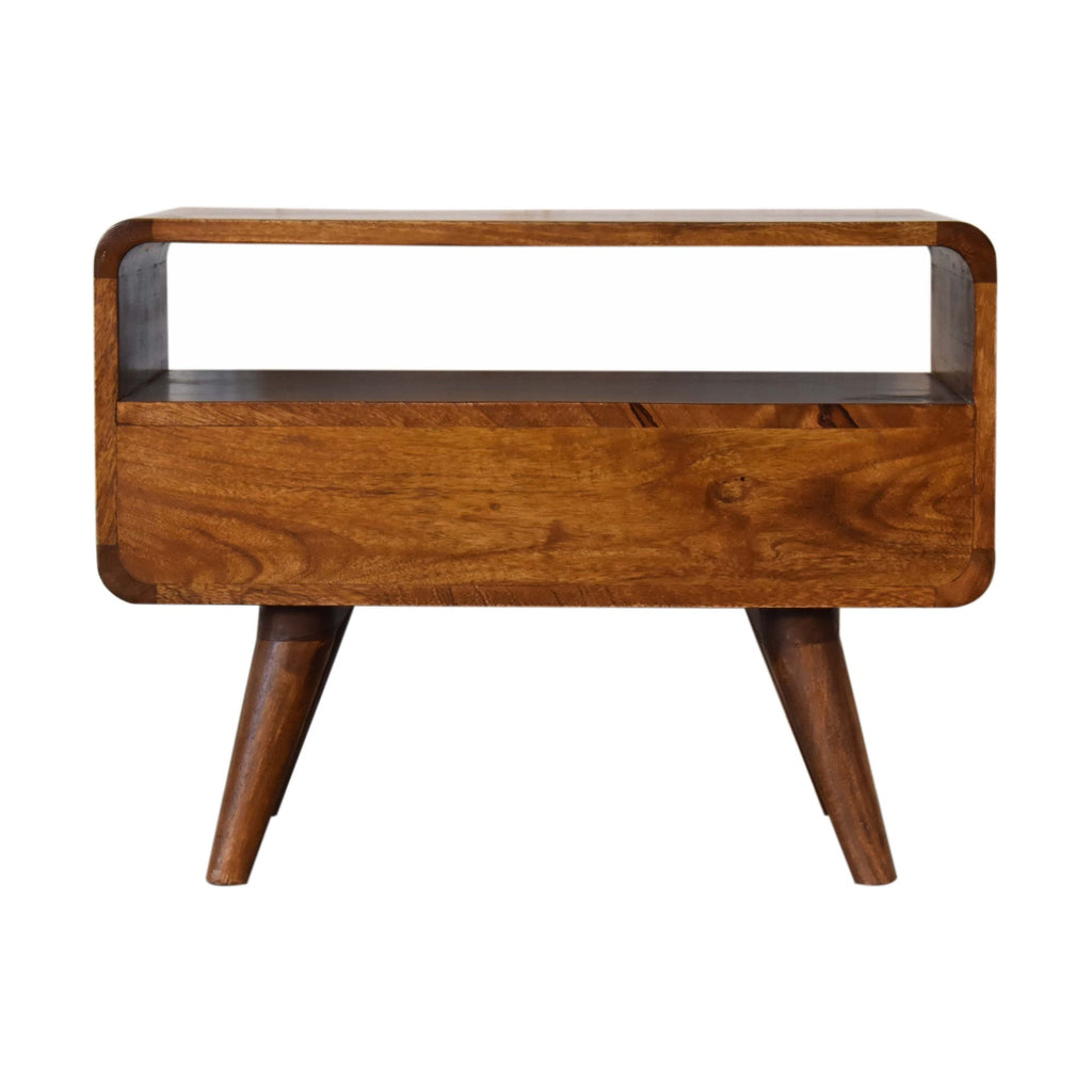 Mini Chestnut Curved Two-Drawer Media Unit product view 9 by Eversby Home