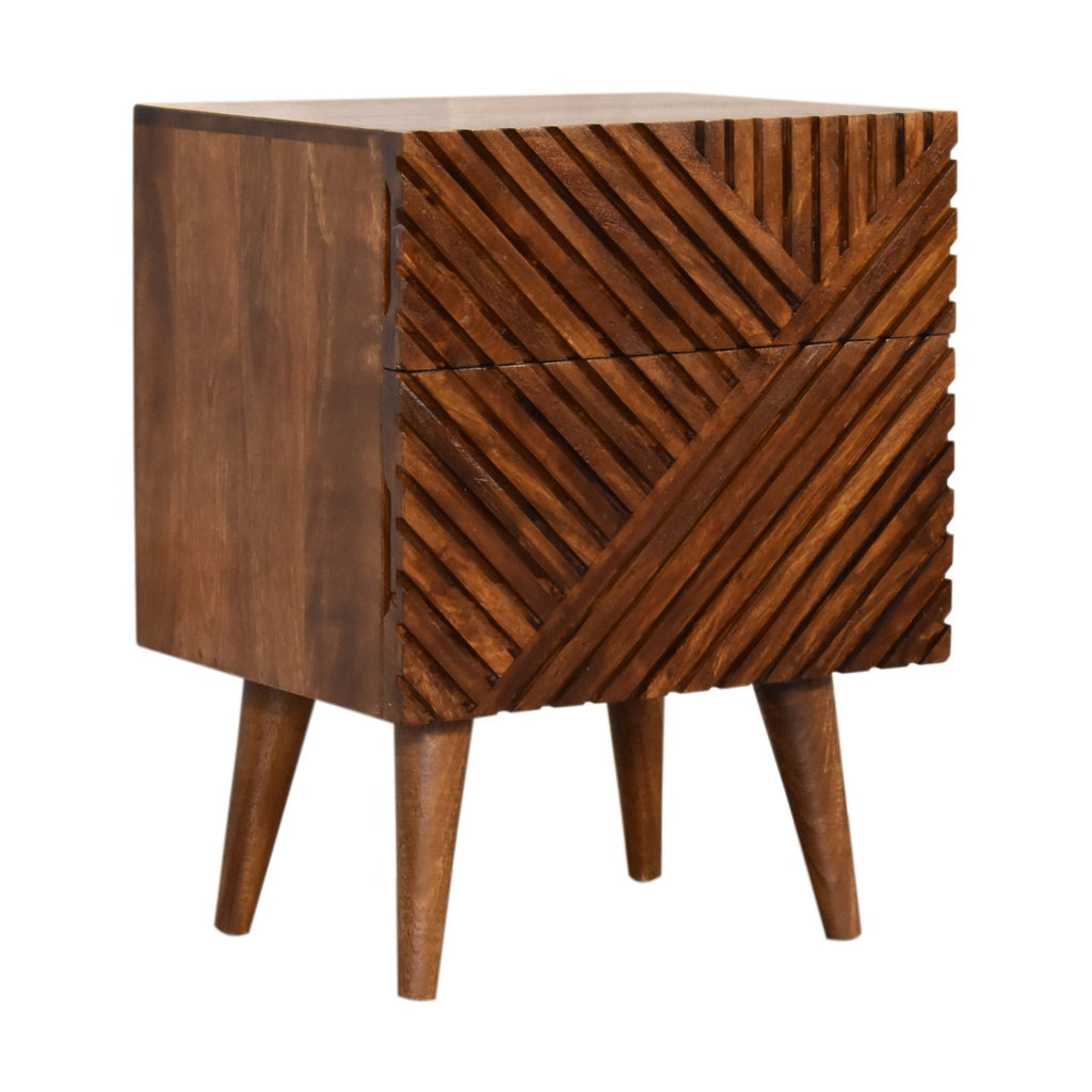 Lille Two-Drawer Chestnut Bedside Table product view 3 by Eversby Home