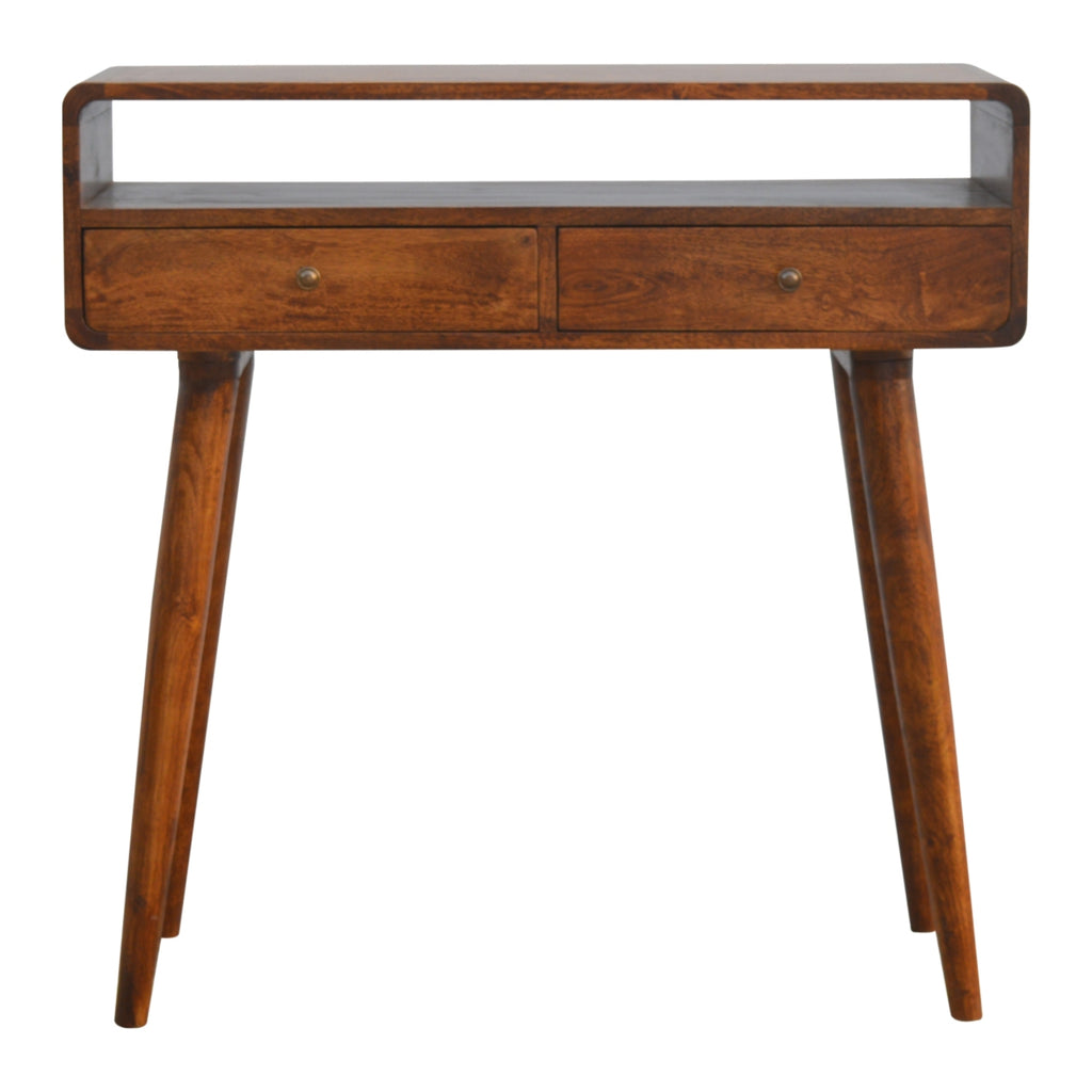 Curved Chestnut Console Table product view 1 by Eversby Home