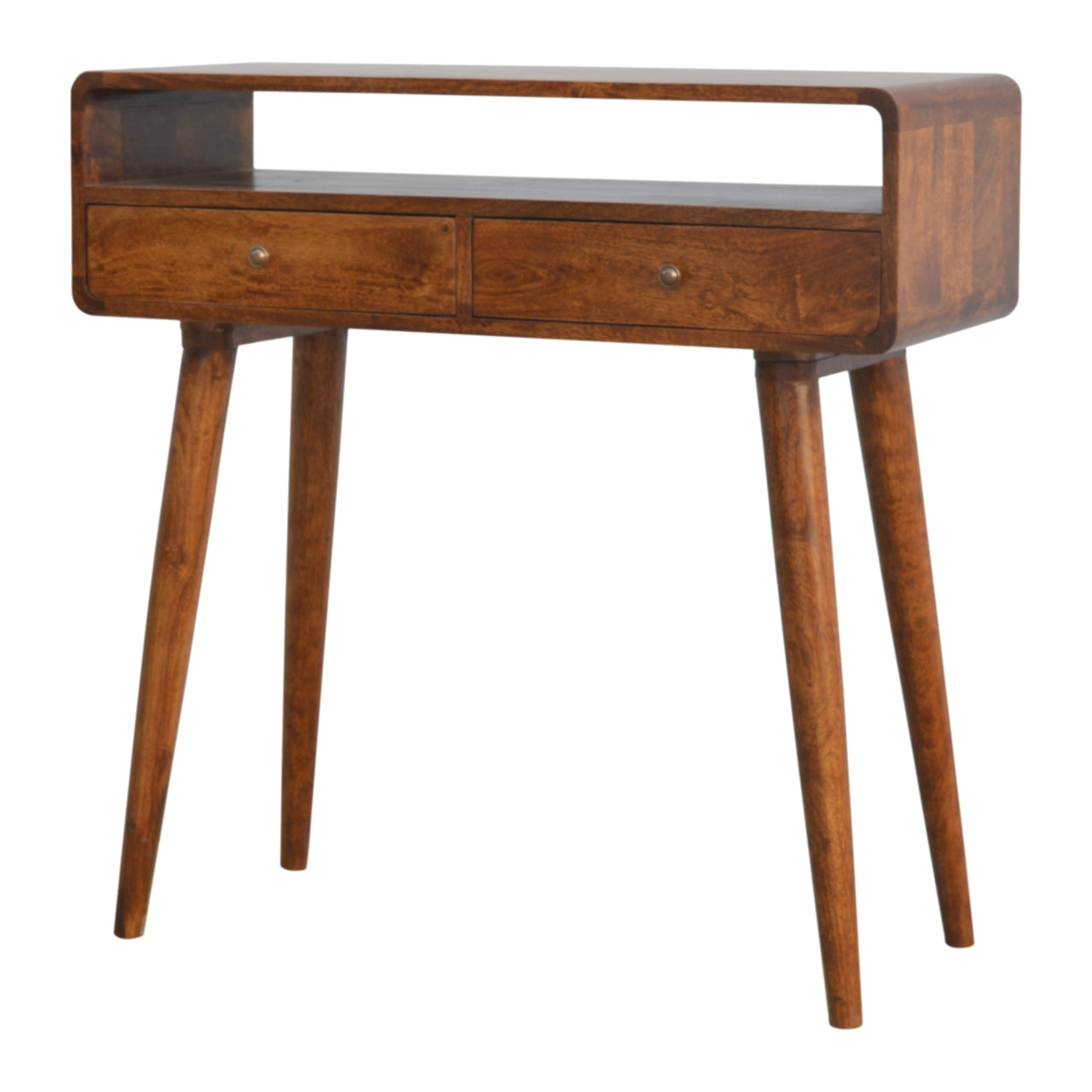 Curved Chestnut Console Table product view 3 by Eversby Home