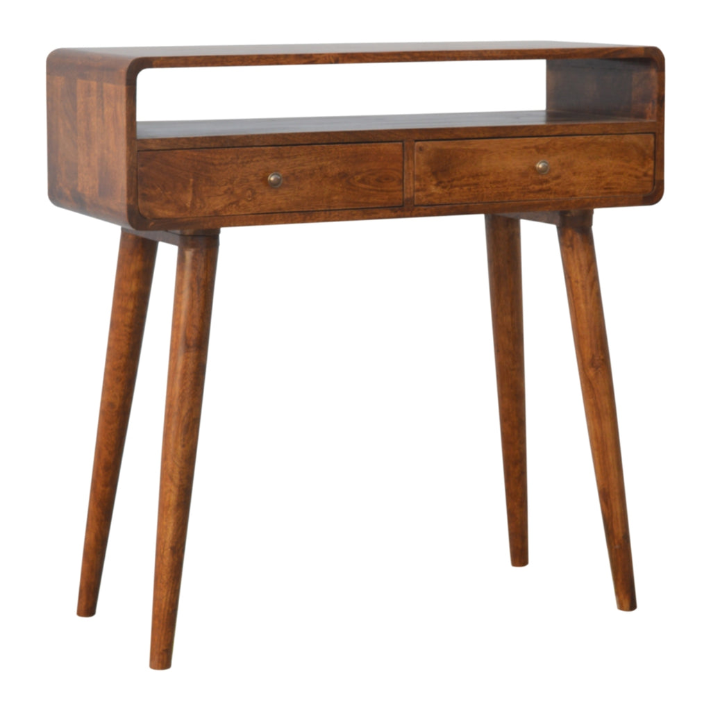 Curved Chestnut Console Table product view 2 by Eversby Home
