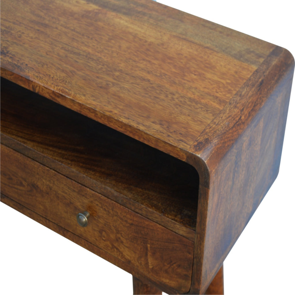 Curved Chestnut Console Table product view 4 by Eversby Home