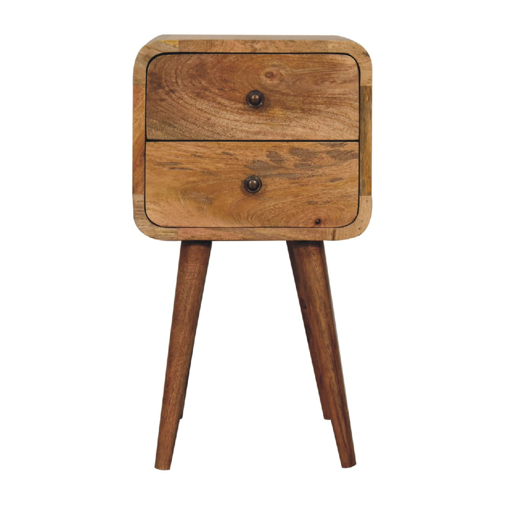 Mini Warm Oak Curved Bedside Table product view 1 by Eversby Home