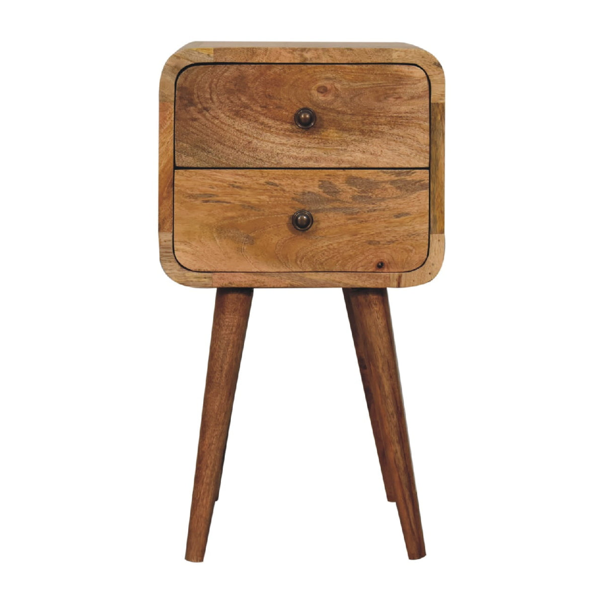 Mini Warm Oak Curved Bedside Table
