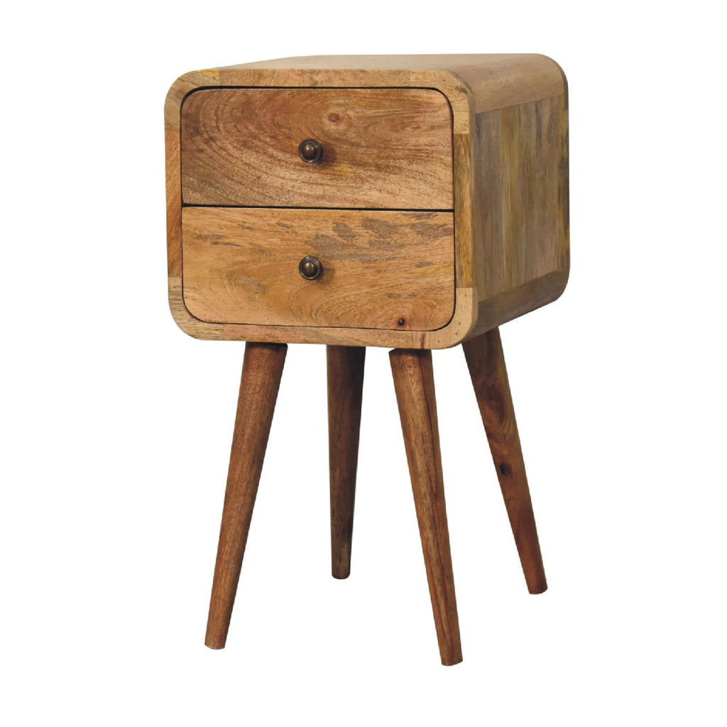 Mini Warm Oak Curved Bedside Table product view 2 by Eversby Home
