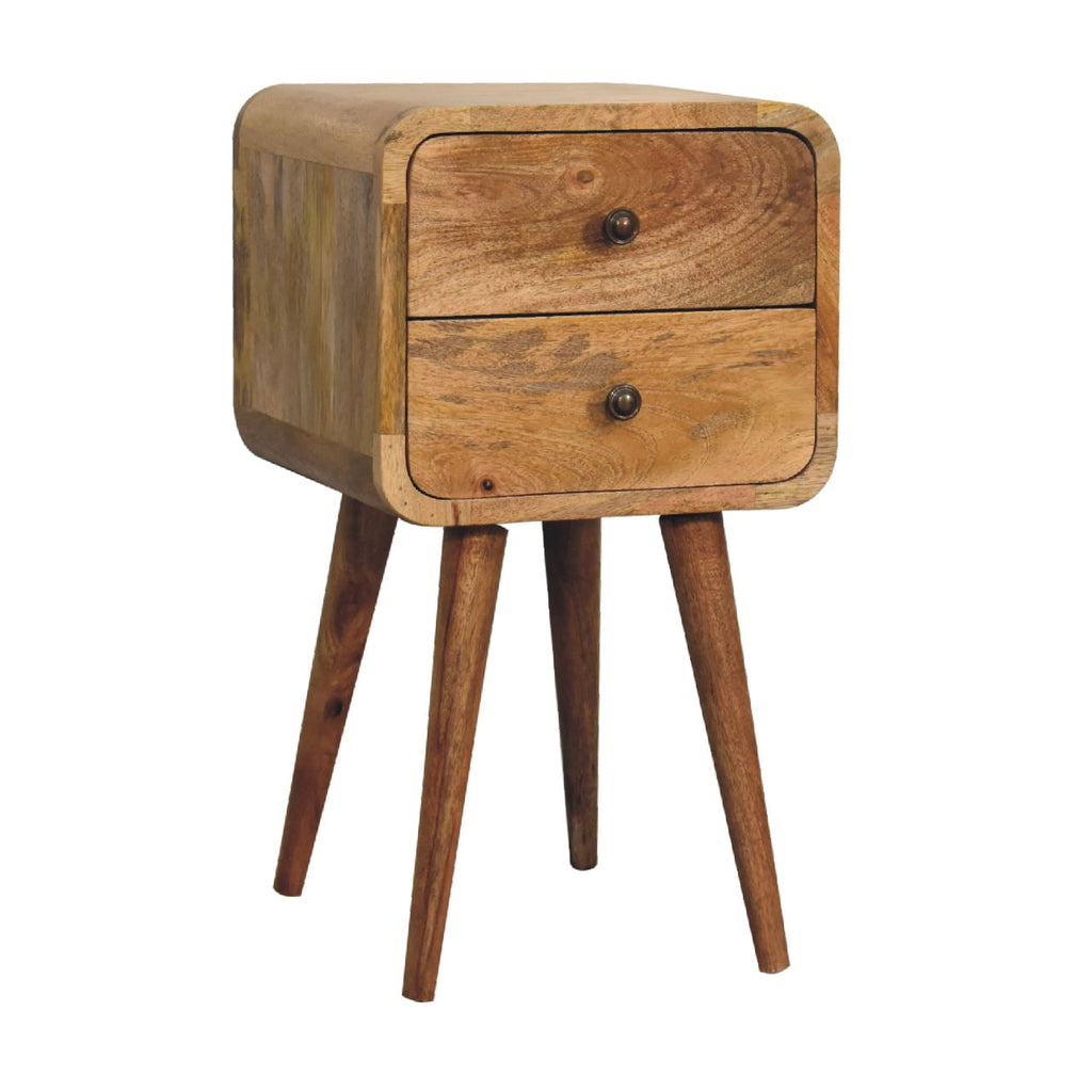 Mini Warm Oak Curved Bedside Table product view 3 by Eversby Home
