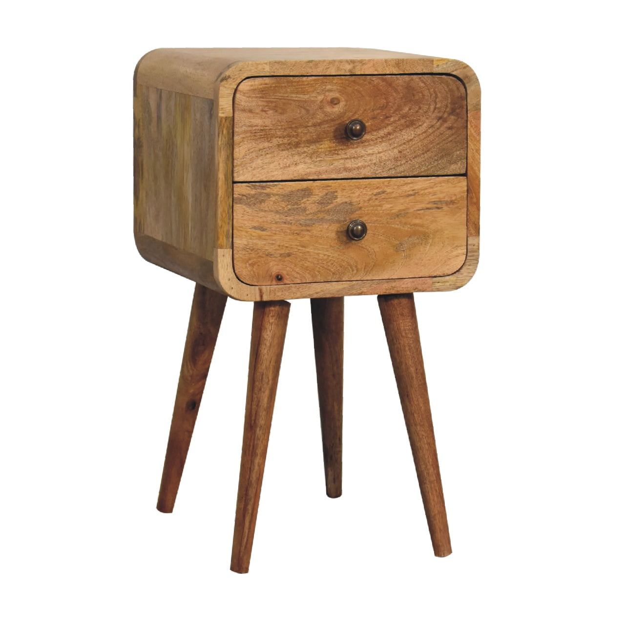 Mini Warm Oak Curved Bedside Table product view 3 by Eversby Home