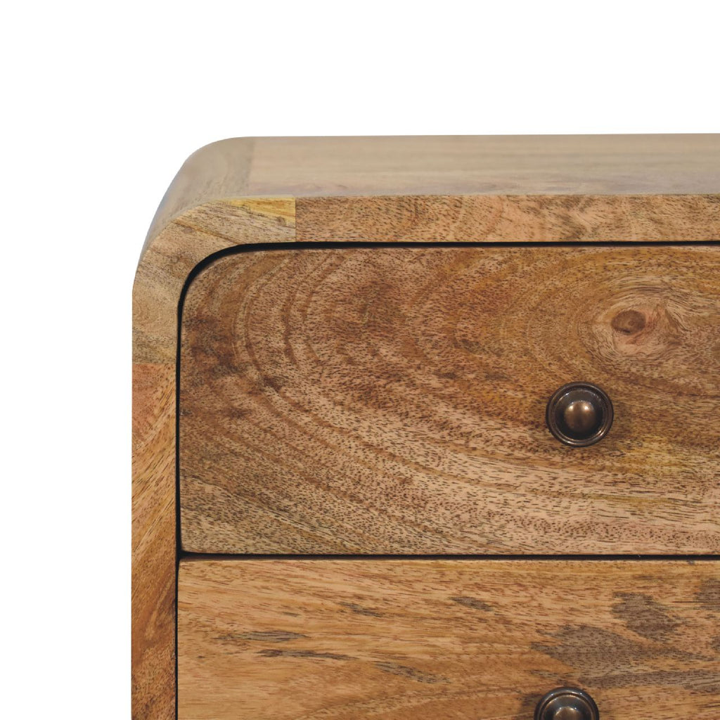 Mini Warm Oak Curved Bedside Table product view 4 by Eversby Home