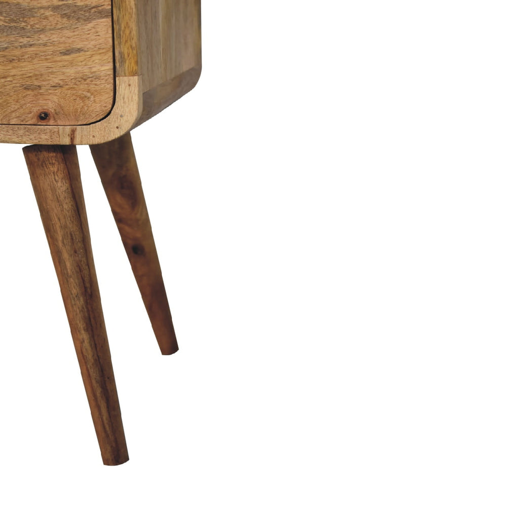 Mini Warm Oak Curved Bedside Table product view 6 by Eversby Home