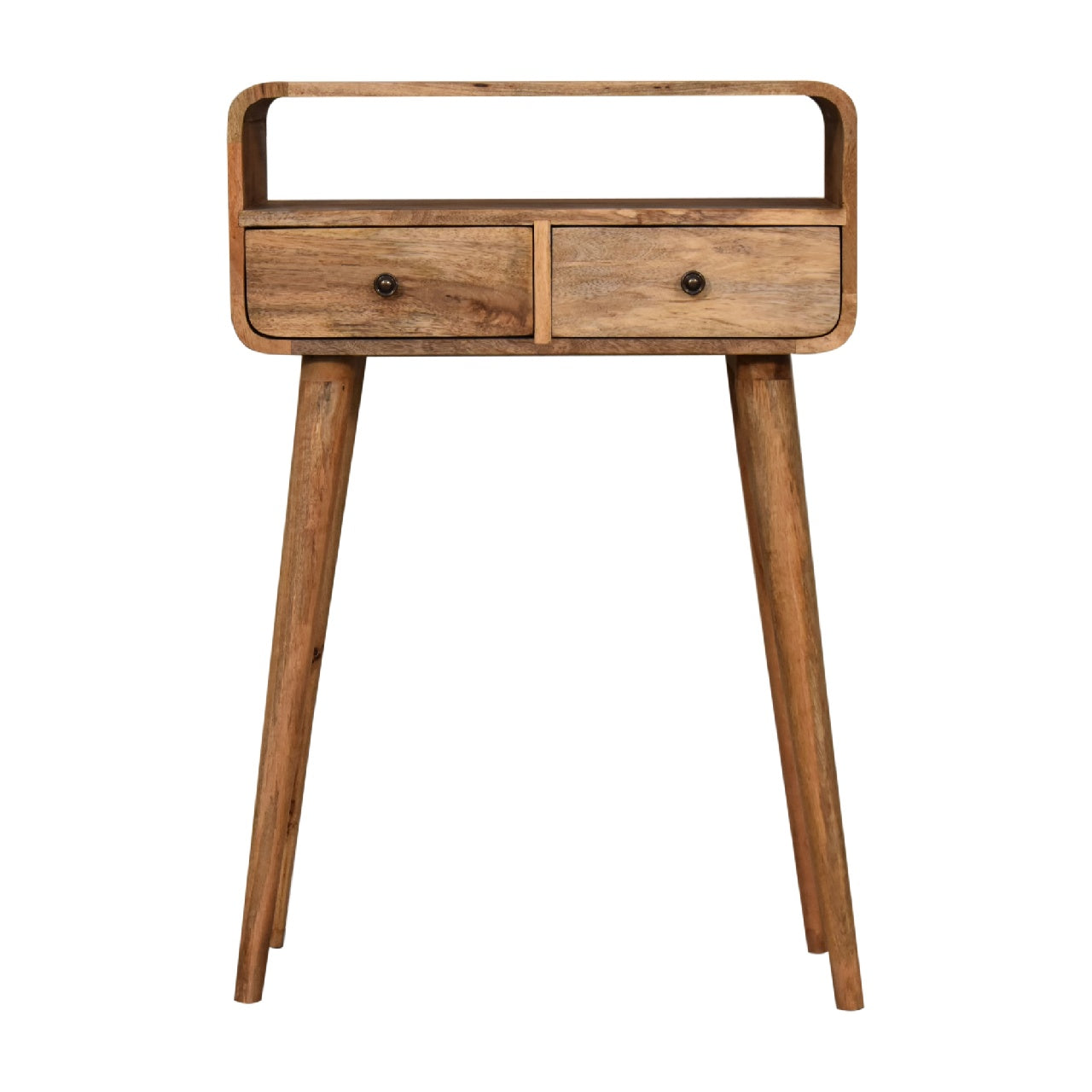 Mini Curved Warm Oak Console Table product view 1 by Eversby Home