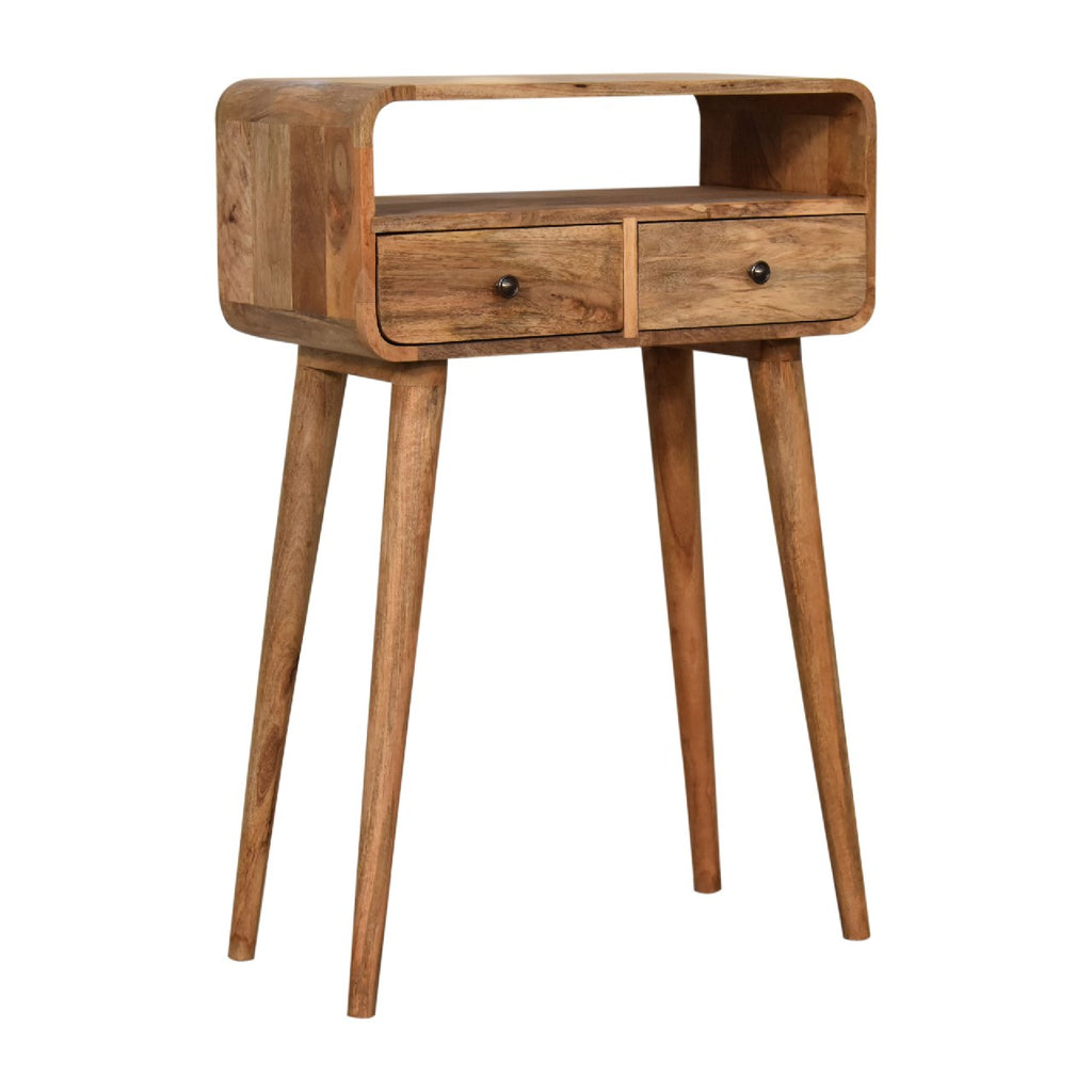 Mini Curved Warm Oak Console Table product view 2 by Eversby Home