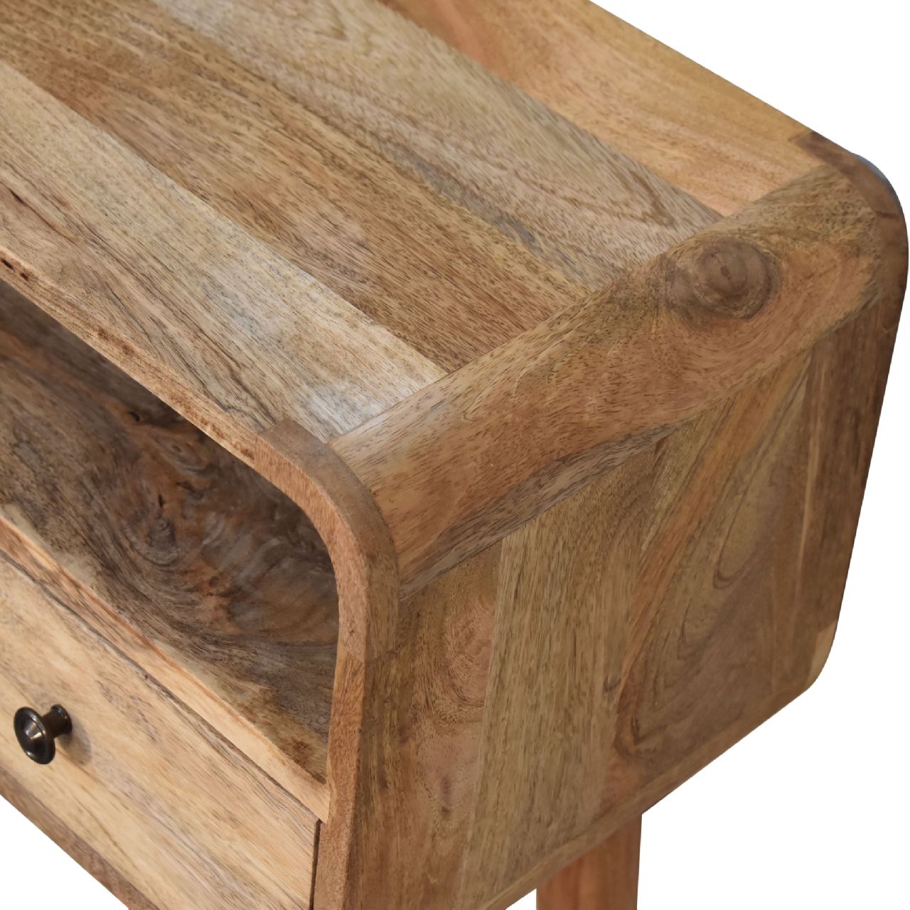 Mini Curved Warm Oak Console Table product view 5 by Eversby Home