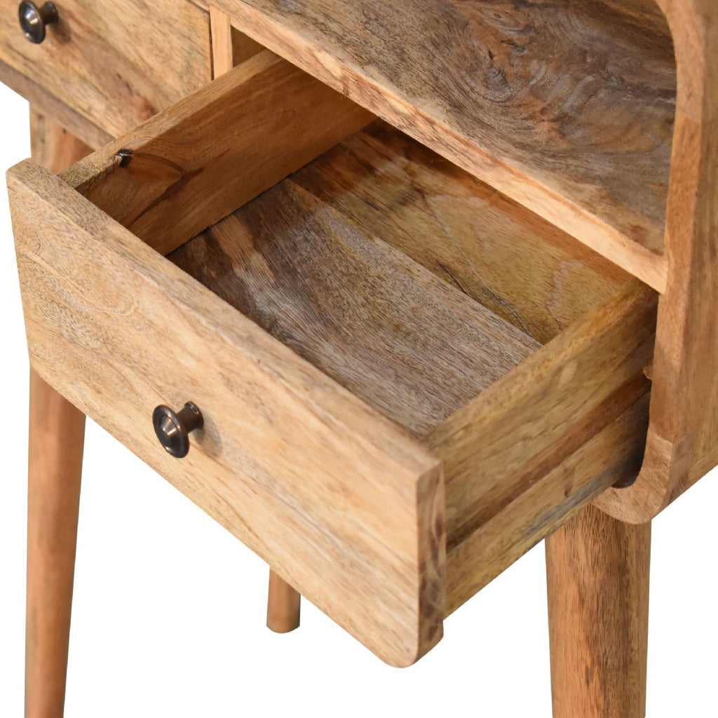 Mini Curved Warm Oak Console Table product view 6 by Eversby Home