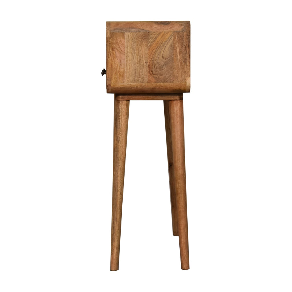 Mini Curved Warm Oak Console Table product view 8 by Eversby Home