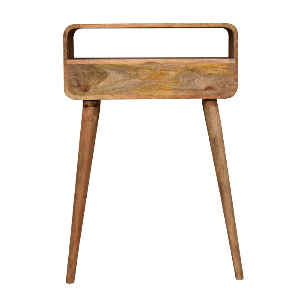 Mini Curved Warm Oak Console Table product view 9 by Eversby Home