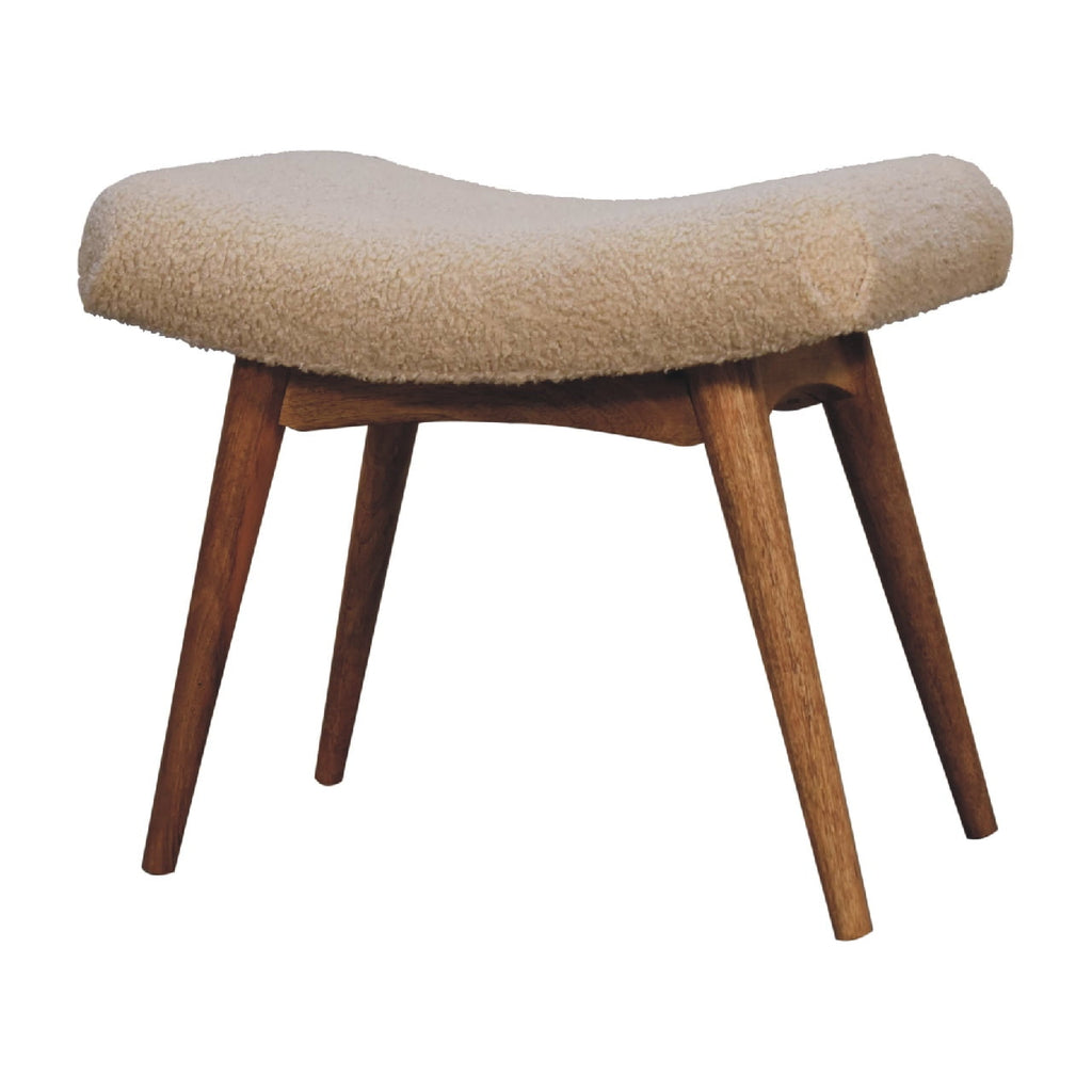 Boucle Cream Curved Bench product view 2 by Eversby Home