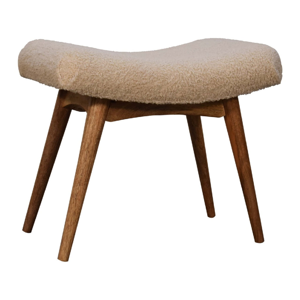 Boucle Cream Curved Bench product view 3 by Eversby Home