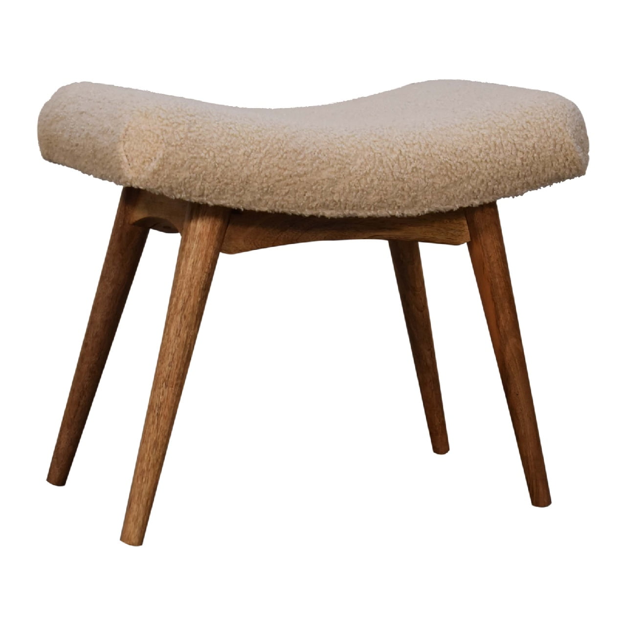 Boucle Cream Curved Bench product view 3 by Eversby Home