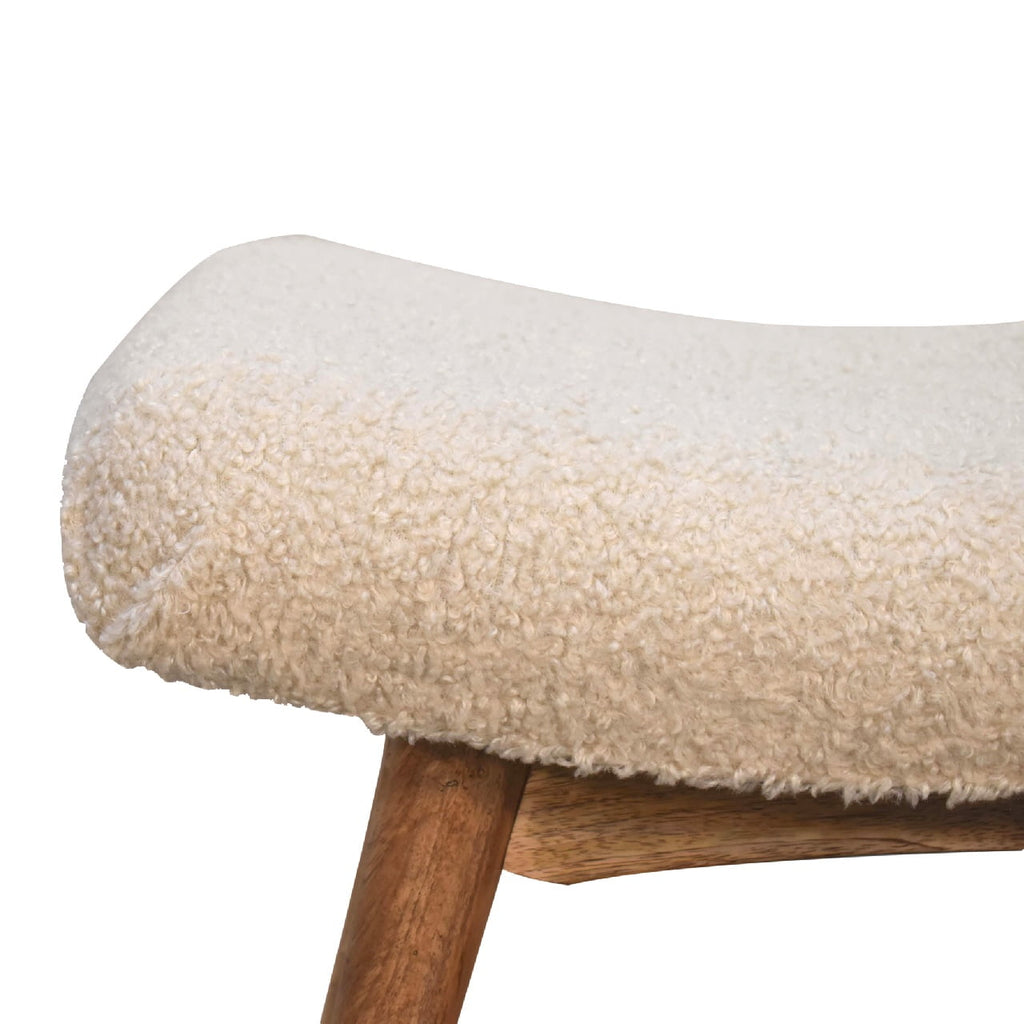 Boucle Cream Curved Bench product view 4 by Eversby Home