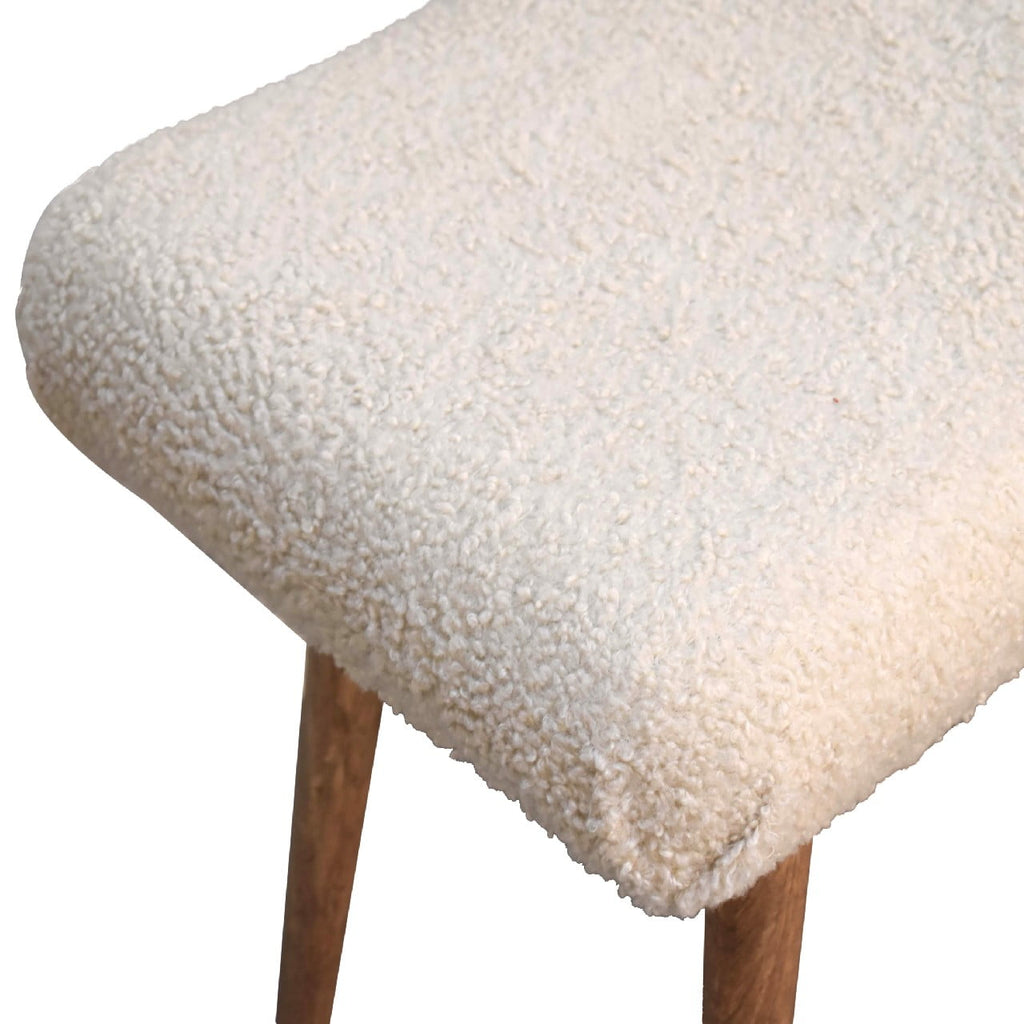 Boucle Cream Curved Bench product view 5 by Eversby Home