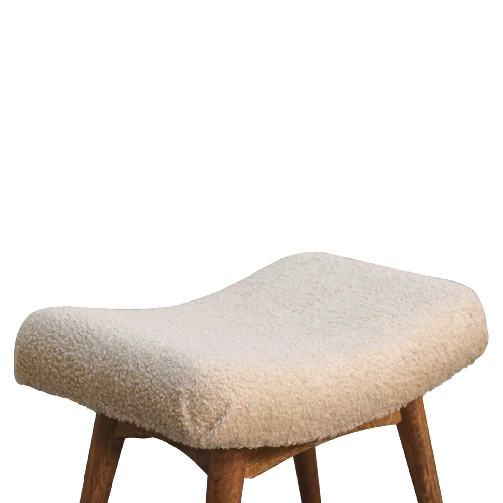 Boucle Cream Curved Bench product view 6 by Eversby Home