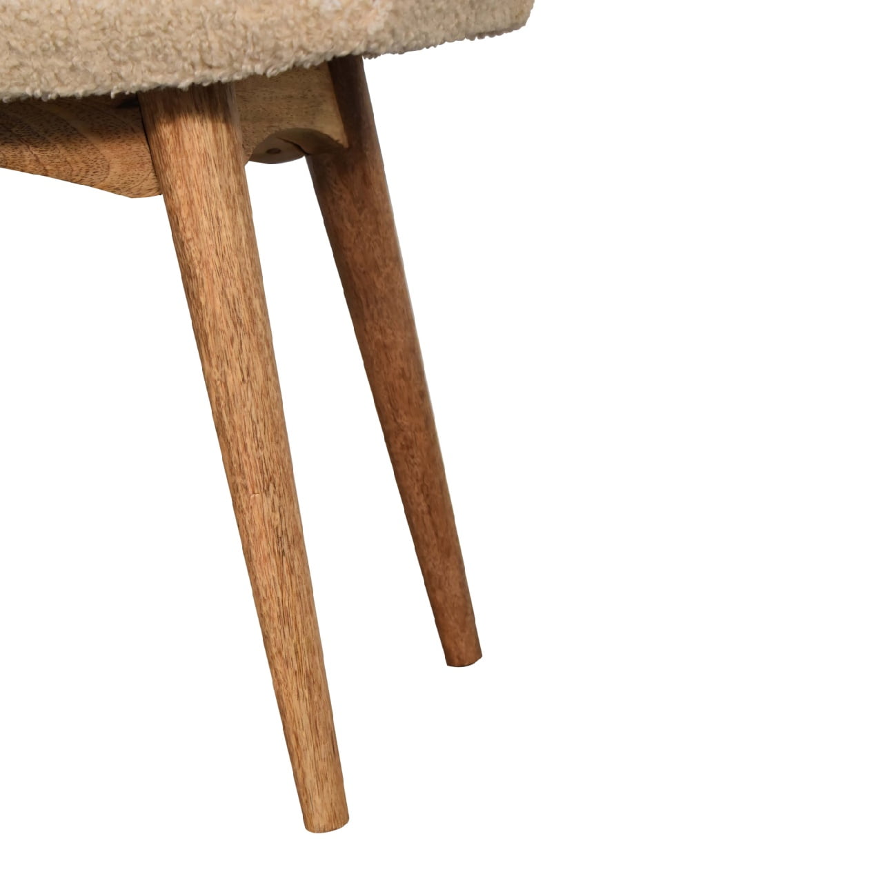 Boucle Cream Curved Bench product view 7 by Eversby Home