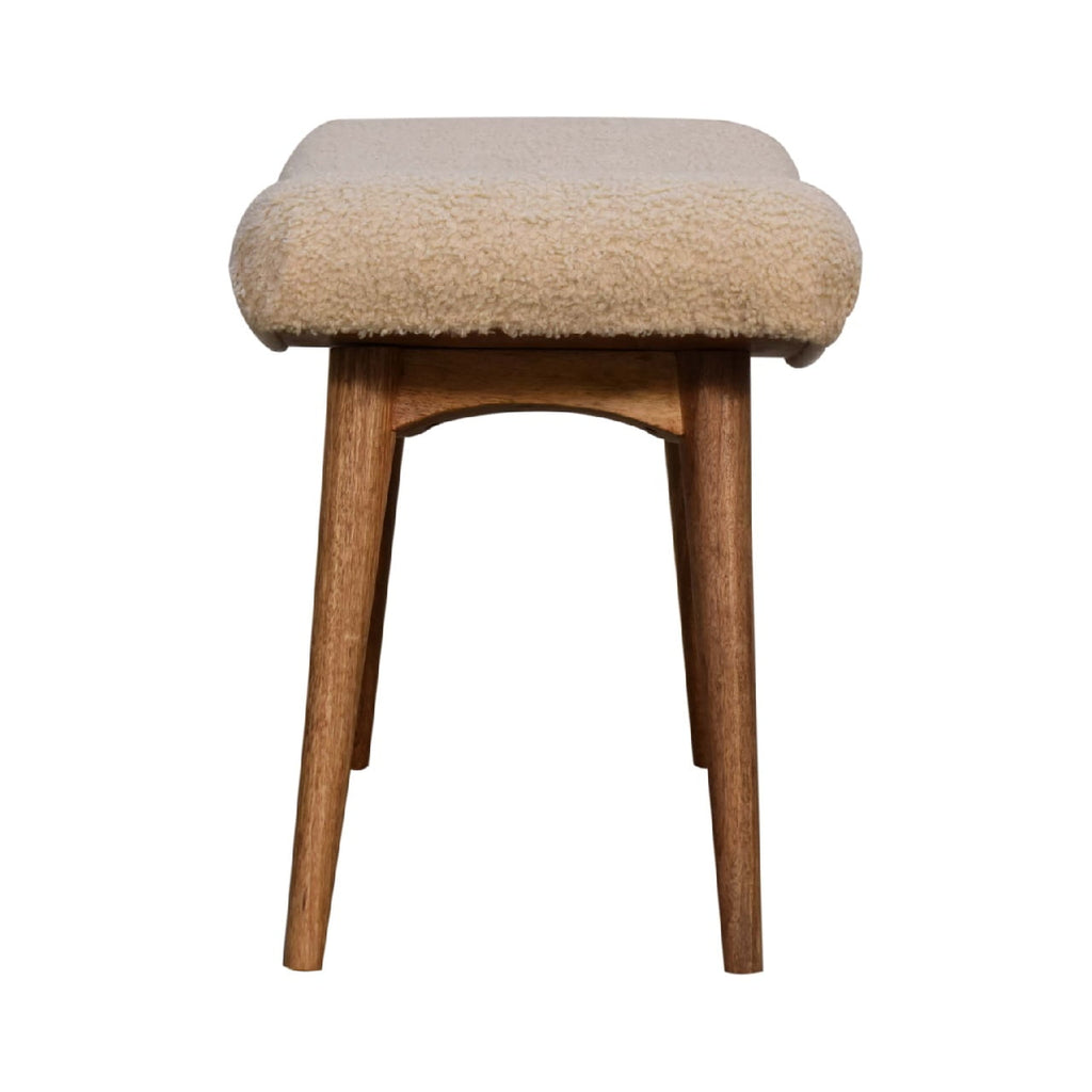 Boucle Cream Curved Bench product view 8 by Eversby Home