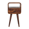Mini Chestnut Curve Open Bedside Table product view 1 by Eversby Home