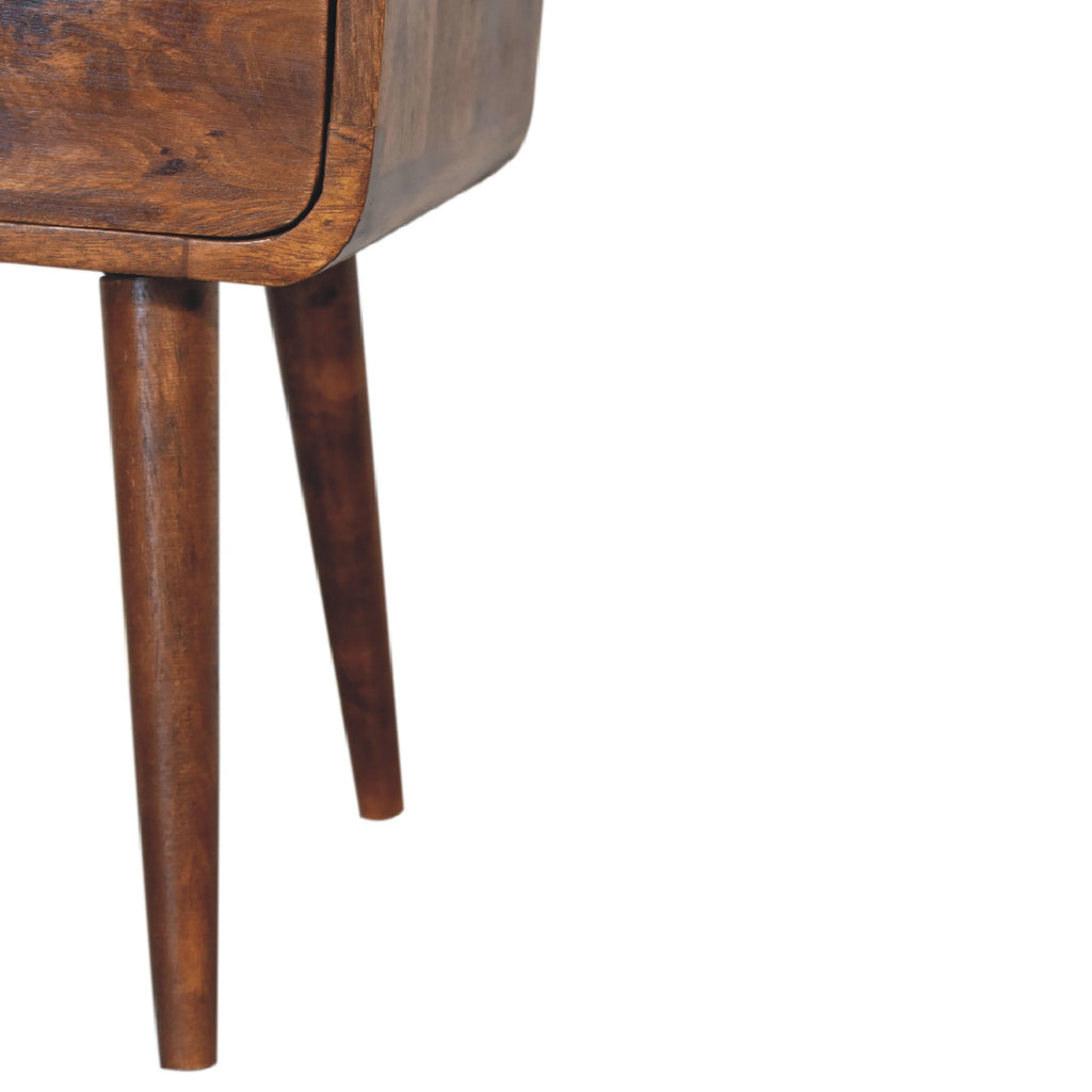 Mini Chestnut Curve Open Bedside Table product view 7 by Eversby Home