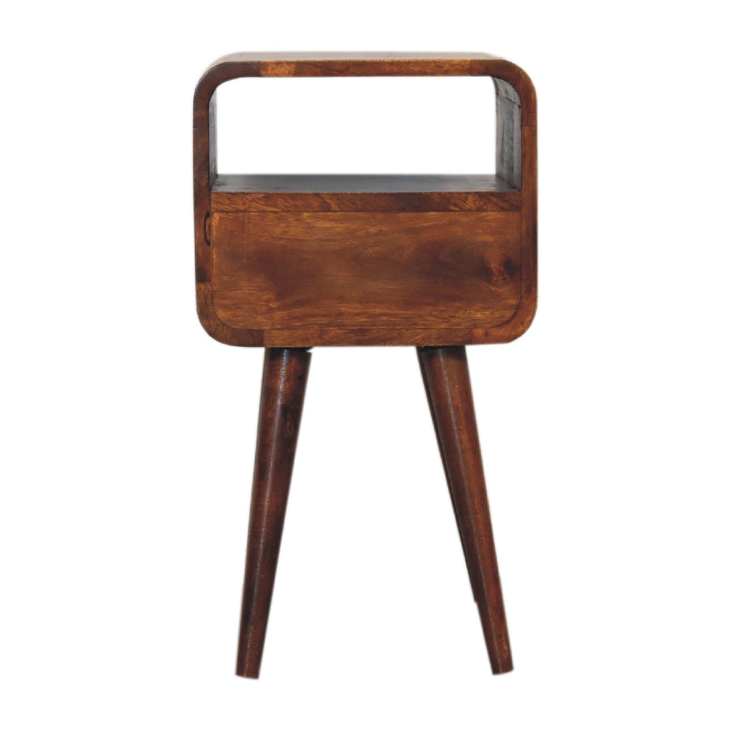 Mini Chestnut Curve Open Bedside Table product view 9 by Eversby Home