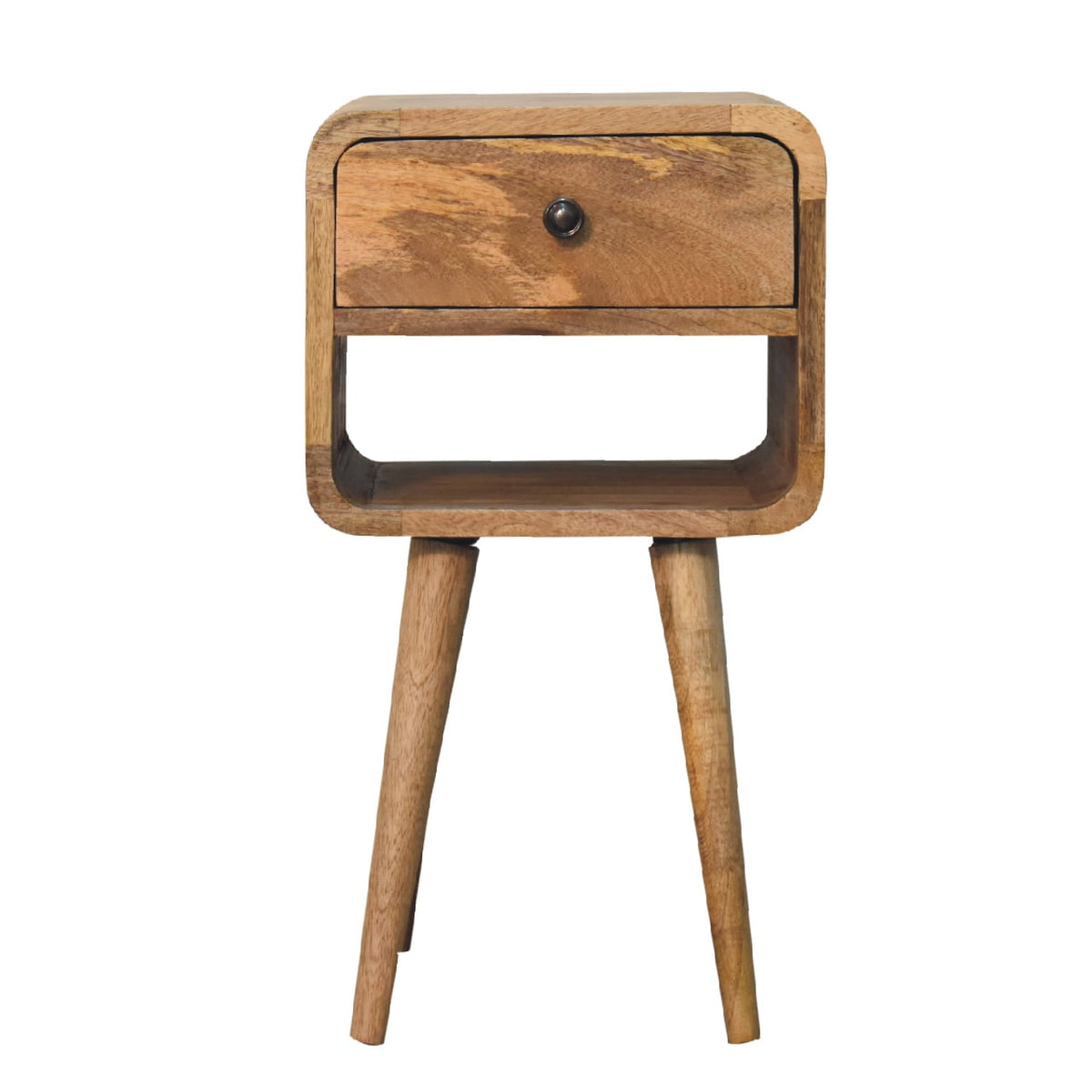 Mini Warm Oak Curve Bedside Table