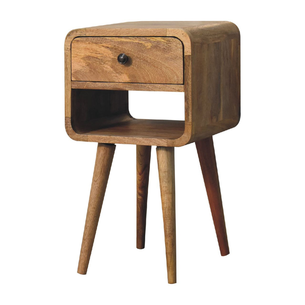 Mini Warm Oak Curve Bedside Table product view 2 by Eversby Home
