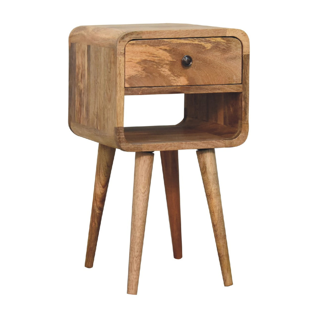 Mini Warm Oak Curve Bedside Table product view 3 by Eversby Home