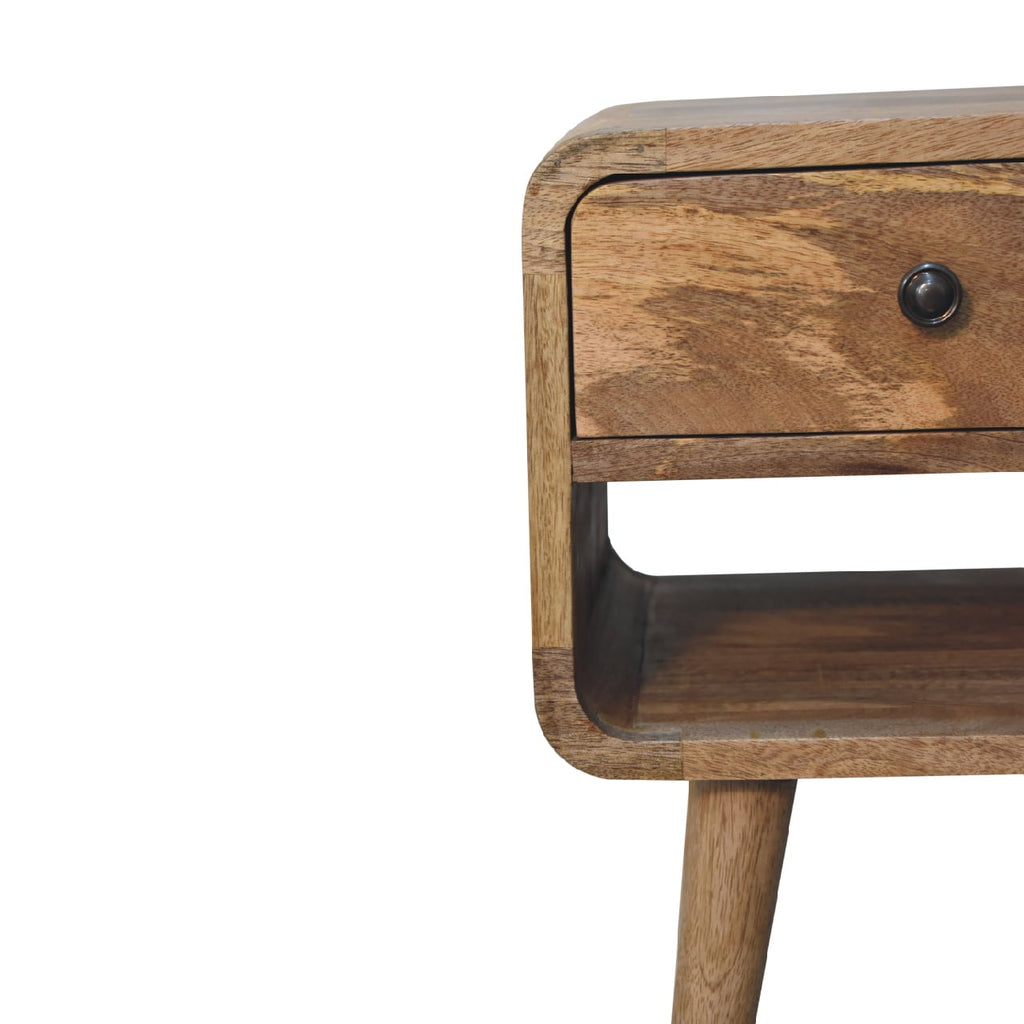 Mini Warm Oak Curve Bedside Table product view 4 by Eversby Home
