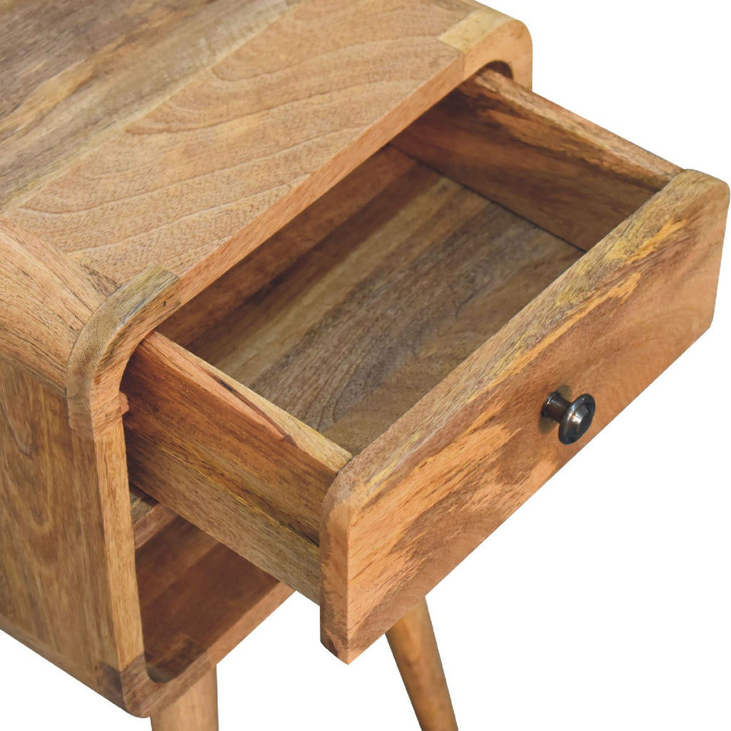 Mini Warm Oak Curve Bedside Table product view 5 by Eversby Home
