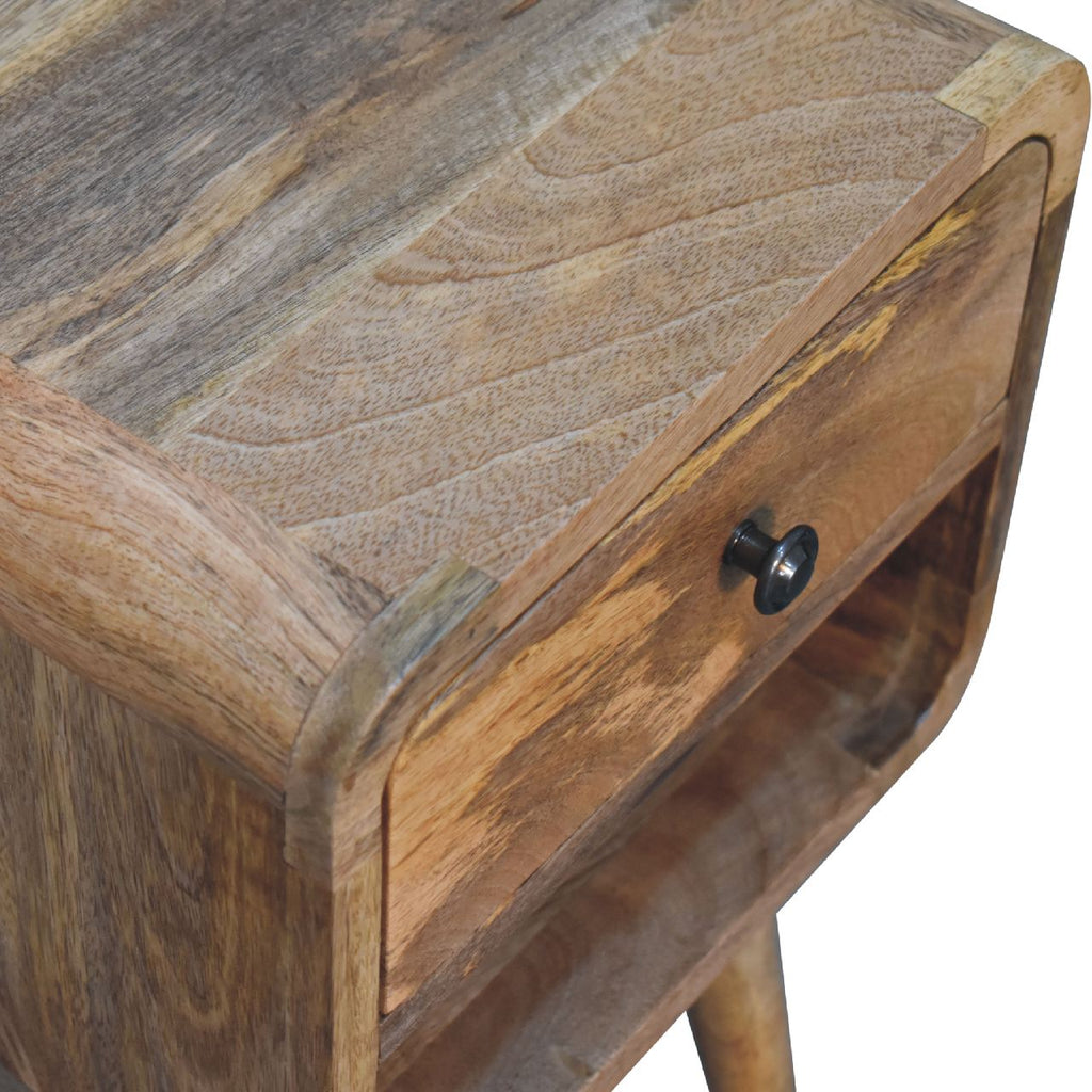 Mini Warm Oak Curve Bedside Table product view 6 by Eversby Home