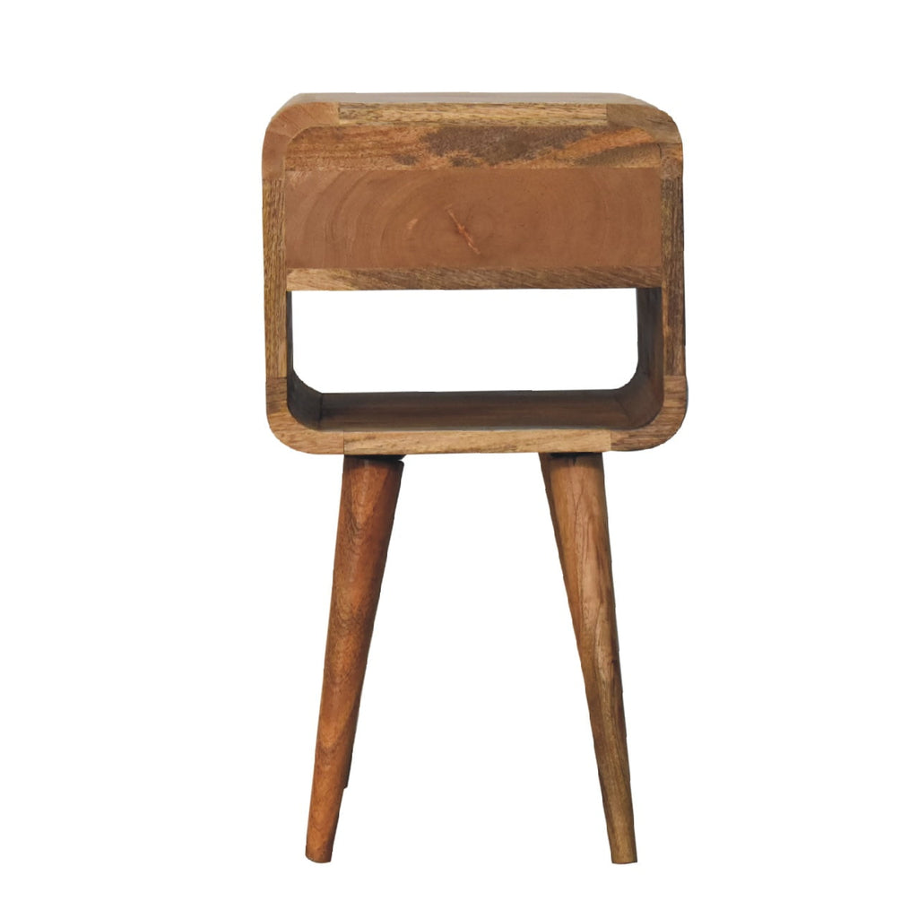 Mini Warm Oak Curve Bedside Table product view 9 by Eversby Home