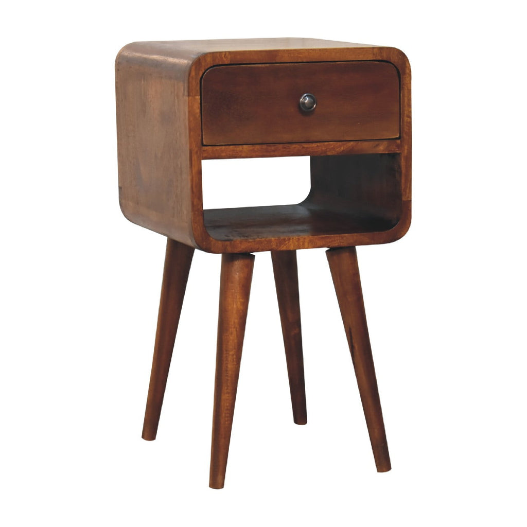Mini Chestnut Curve Lower Bedside Table product view 2 by Eversby Home