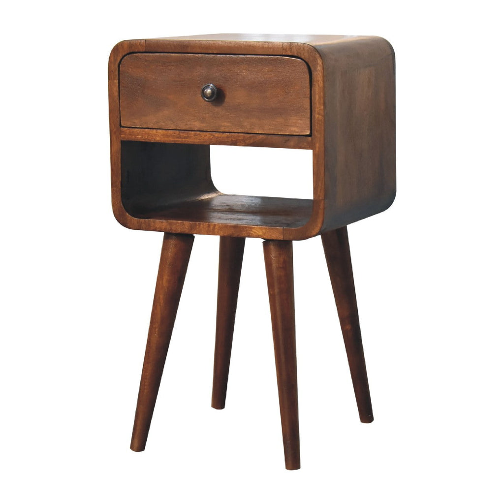 Mini Chestnut Curve Lower Bedside Table product view 3 by Eversby Home