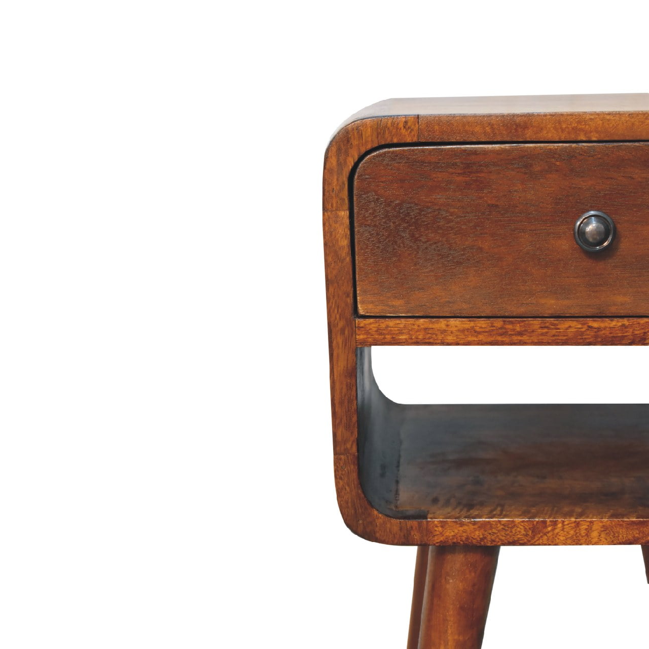 Mini Chestnut Curve Lower Bedside Table product view 4 by Eversby Home