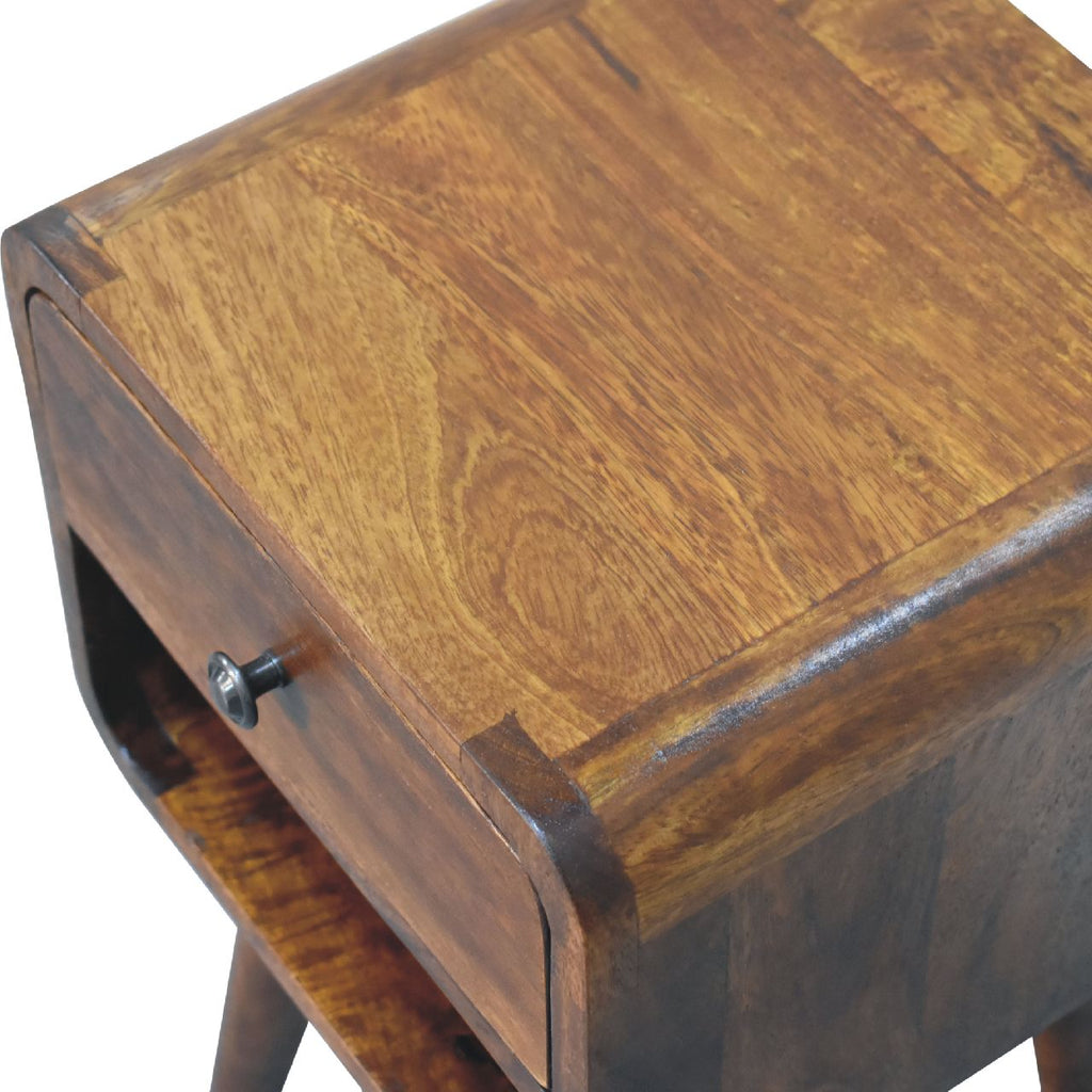 Mini Chestnut Curve Lower Bedside Table product view 5 by Eversby Home
