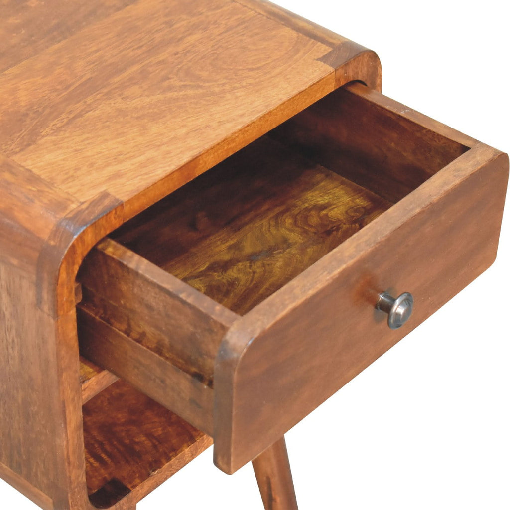 Mini Chestnut Curve Lower Bedside Table product view 6 by Eversby Home