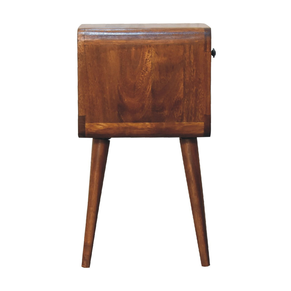 Mini Chestnut Curve Lower Bedside Table product view 8 by Eversby Home
